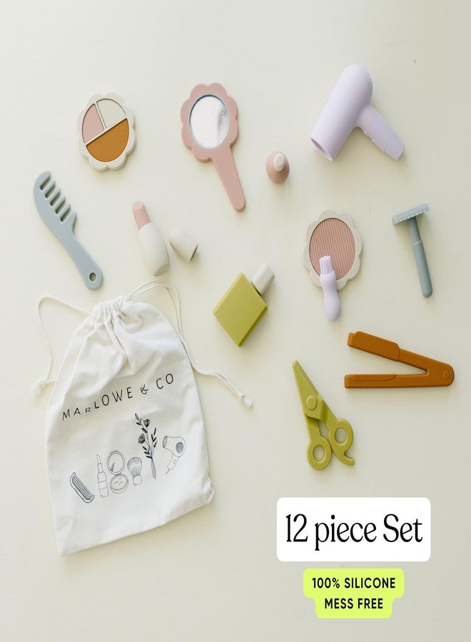 Marlowe & Co Silicone Hair Salon and Makeup Kit for Toddlers and Children, 12 Piece Mess Free Pretend Play Beauty Set for Girls with Storage Bag - Image 2
